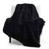 Manta Bedsure Faux Fur Twin preta 150x200cm - 640 GSM