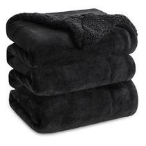 Manta Bedsure Sherpa Fleece King Size 274x228cm preta