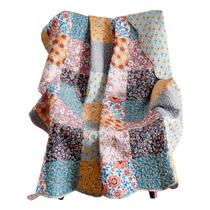 Manta Benzara Turin 152 cm em microfibra floral patchwork