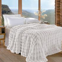 Manta Bubble Rabbit Kazzavip Casal Microfibra Flannel 100% Poliéster Aspen 2,20mx2,40m Branco