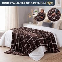 Manta Casal 2,00x1,80 Estampa Grid Miropercal Extra Macio Aconchegante Conforto Premium