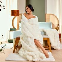 Manta Casal Blanket Fluffy Golden Toque Pele de Coelho Appel Cor:Off White