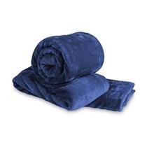 Manta Casal Coberta Cobertor Microfibra Estampa Lisa Dyuri Cama Sofá Poltrona Jolitex Azul Petróleo