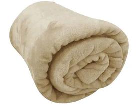 Manta Casal de Poliéster Jolitex Unicolor - Bege Médio Manta Casal de Poliéster Jolitex Unicolor - Bege Médio