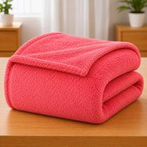 Manta Casal Microfibra Fleece 1,80x2,00m Cobertor Soft Lisa Aveludada 100% Poliéster Cor:Rosa Framboesa