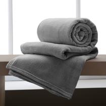 Manta Casal Microfibra Lisa Home Design Chumbo