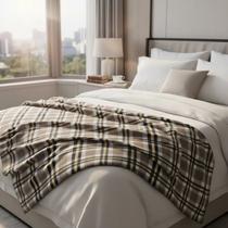 Manta Casal Polar Fleece Xadrez C/Estilo Escocês 180x220m