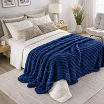 Manta Casal Soft Canelada 2,00x1,80m Aveludada Cobertor Quentinho Macio Microfibra Poliéster Manta Casal Soft Canelada 2,00x1,80m Aveludada Cobertor Quentinho Macio Microfibra Poliéster