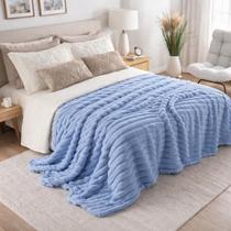 Manta Casal Soft Canelada 2,00x1,80m Aveludada Cobertor Quentinho Macio Microfibra Poliéster