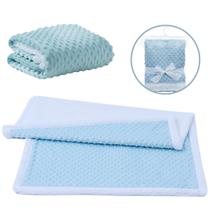 Manta Coberta De Bebe Microfibra Solft Sherpa Dupla Face Azul