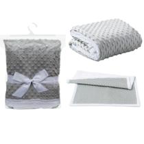 Manta Coberta De Bebe Microfibra Solft Sherpa Dupla Face Cinza