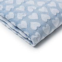 Manta Coberta Sonho Corações Microfibra Infantil Baby Azul - Loaní