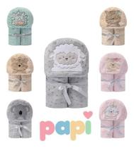 Manta Cobertor Bebê Capuz Bichinhos Alta Qualidade Papi