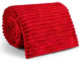 Manta Cobertor Canelada Casal Soft Riscada Aveludada 2,00x1,80m Fofinha Vermelho - DUCASA ENXOVAIS