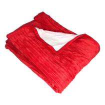 Manta Cobertor Canelada + Sherpa Casal Soft Riscada Aveludada 2,00x1,80m Fofinha Vermelha