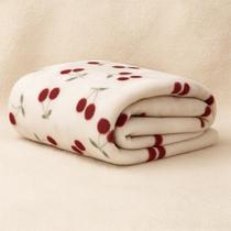 Manta Cobertor Casal Queen Cama Decorativa Cerejas Poliéster Macio Antialérgico Inverno