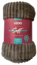 Manta Cobertor Casal Soft Microfibra Canelada Toque Peluche 1,80M X 2,20M Marrom