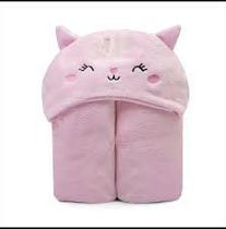 Manta cobertor com capuz microfibra gatinho rosa atacado revenda