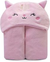 Manta cobertor com capuz microfibra gatinho rosa