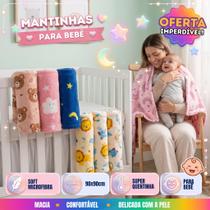 Manta Cobertor De Bebê Estampada Menina e Menino Cobertinha De Berço 90cm x 90cm Manta Cobertor De Bebê Estampada Menina e Menino Cobertinha De Berço 90cm x 90cm