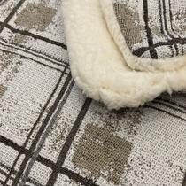 Manta Cobertor em Tecido Jacquard Xadrez Bege