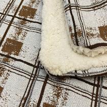 Manta Cobertor em Tecido Jacquard Xadrez Caramelo
