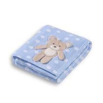 Manta Cobertor Infantil Bebê Poá Ursinho Macio Azul Loaní