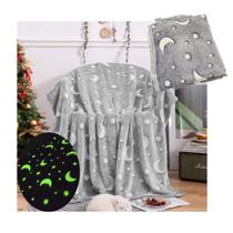 Manta Cobertor Infantil Brilha no Escuro Mantinha Fluorescente Microfibra Extra Macio Lua Estrelas Divertida