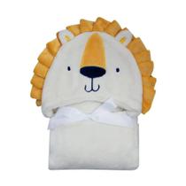 Manta Cobertor Infantil Camesa Baby Leão Bege com Capuz 3D