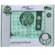 Manta Cobertor Infantil Microfibra Bordada Palmeiras 90x1,10m - Jolitex Ternille - Jolitex Baby