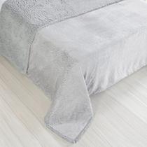 Manta Cobertor King Realce Flannel e Sherpa Lã de Carneiro CINZA ELEFANTE - Tessi