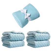 Manta Cobertor Kit 3 pçs c/ 1 Comfy Azul e 2 Pipoquinha Azul