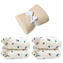 Manta Cobertor Kit 3 pçs c 1 Comfy Bege 2 Edredom Astronauta