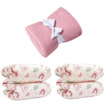 Manta Cobertor Kit 3 pçs c/ 1 Comfy Rosa 2 Edredom Arco iris