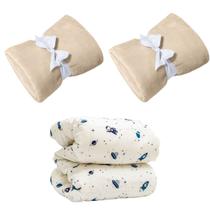 Manta Cobertor Kit 3 pçs c 2 Comfy Bege 1 Edredom Astronauta