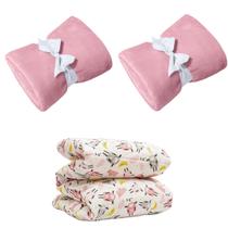 Manta Cobertor Kit 3 pçs c/ 2 Comfy Rosa 1 Edredom Ovelhinha