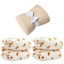 Manta Cobertor Kit 3 pçs com 1 Comfy Marfim 2 Edredom Leão