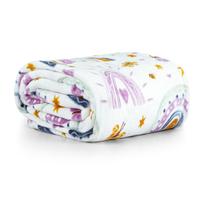 Manta Cobertor Lutti Solteiro Infantil 220g/m² 2,20x1,50m Fofinha Não Desbota Arco Íris Rainbow Rosa