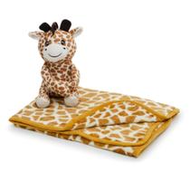 Manta Cobertor Microfibra com Bichinho de Pelúcia Girafinha - Loaní Baby