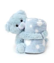 Manta Cobertor Microfibra com Bichinho de Pelúcia Ursinho Azul - Loaní Baby