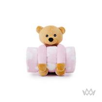 Manta Cobertor Premium Soft Bebê Infantil 75 x 75 cm Com Bichinho de Pelúcia Ursinho Rosa Baby Inverno Teddy Bear