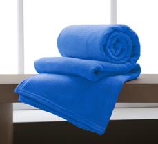 Manta Cobertor Soft Lisa Casal Microfibra Azul Royal