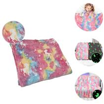 Manta Cobertor Solteiro Infantil Brilha No Escuro 1,20X1,50m Unicornio