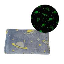 Manta Cobertor Solteiro Infantil Brilha No Escuro Astronauta Espaço Neon Azul Manta Cobertor Solteiro Infantil Brilha No Escuro Astronauta Espaço Neon Azul