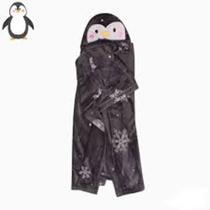 Manta com Capuz Baby Pinguim Toque Macio Cobertor Antilérgico 75x100cm - Jolitex