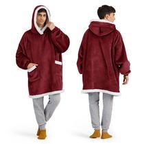 Manta com capuz Bedsure Burgundy para adultos e crianças unissex Manta com capuz Bedsure Burgundy para adultos e crianças unissex