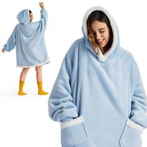 Manta com capuz Bedsure para adultos e crianças azul celeste