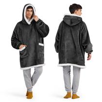 Manta com capuz Bedsure para adultos e crianças, cinza e preto