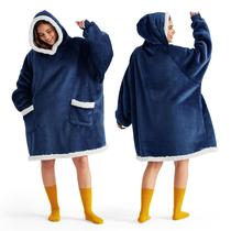 Manta com capuz Bedsure para adultos e crianças Navy