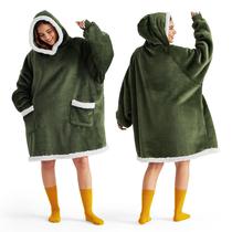 Manta com Capuz Bedsure para Adultos e Crianças - Verde Oliva